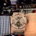 Iced Out Hublot Classic Fusion Watch Replica Rose Gold Gray Gummy Strap